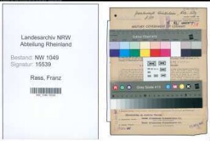 Entnazifizierung Franz Rass , geb. 05.03.1901 (Bauleiter)