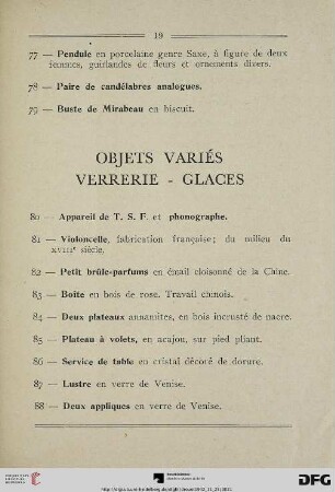 Objets variés verrerie – Glaces (Nr. 80-102)