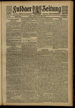 Erste Ausgabe vom Samstag, den 08. Juni 1912.
