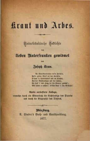 Kraut und Arbes : unterfränkische Gedichte