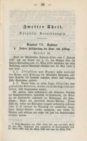 Zweiter Theil. Spezielle Verordnungen.