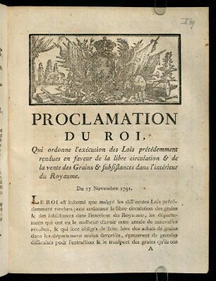 1-8, Proclamation du Roi,...