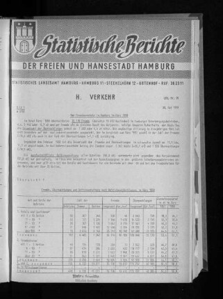 Der Fremdenverkehr in Hamburg im März 1958 : Lfd. Nr. 26