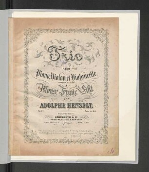 Trio : pour piano, violon et violoncelle ; op. 24