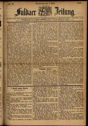 Ausgabe vom Donnerstag, den 09. April 1885.