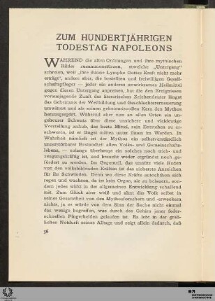 Zum hundertjährigen Todestag Napoleons