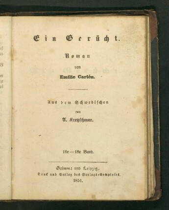 16.-18. Bd.: Ein Gerücht : Roman