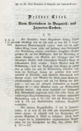 Dritter Titel. Vom Verfahren in Bagatell- und Injurien-Sachen