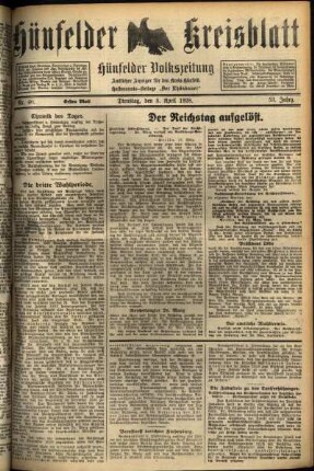 Erste Ausgabe vom Dienstag, den 03. April 1928.