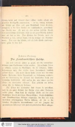 Zehnter Vortrag. Die Lombardischen Gesetze