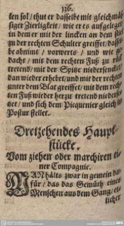 Dreizehendes Hauptstücke. Vom ziehen oder marchiren einer Compagnie.