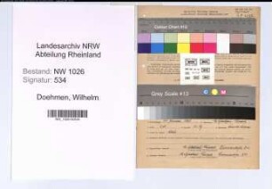 Entnazifizierung Wilhelm Doehmen , geb. 24.01.1905 (Gastwirt)