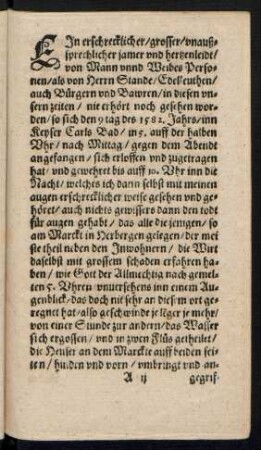 Ein erschrecklicher/ grosser/ unaußsprechlicher jamer und herztenleidt/ von Mann unnd Weibes Personen ...