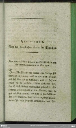 Einleitung. Von der moralischen Natur des Menschen