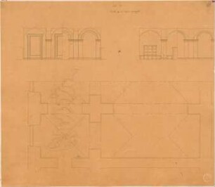 Klenze, Leo von; St. Petersburg (Russland); Eremitage - Saal X EG (Teilgrundriss, Schnitte)