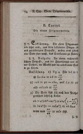 II. Capitel. Die ebene Trigonometrie.