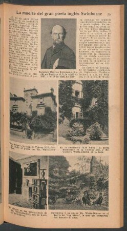 La muerte del gran poeta inglés Swinburne
