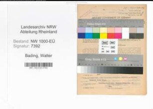 Entnazifizierung Walter Bading, geb. 24.07.1905 (Ingenieur)