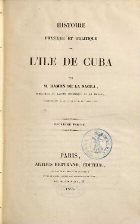 Histoire physique et politique de l'île de Cuba, 2