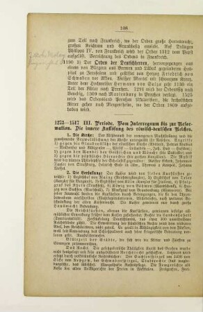1273-1517 III. Periode. Vom Interregnum bis zur Reformation. Die innere Auflösung des römisch-deutschen Reiches
