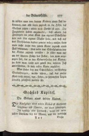 Sechstes Kapitel. Die Geburt eines todten Kindes.