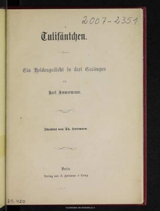 Tulifäntchen : ein Heldengedicht in drei Gesängen