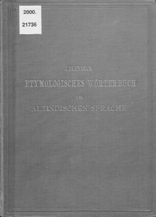 Kurzgefasstes etymologisches Wörterbuch der altindischen Sprache