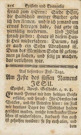 Am Feste des süssen Namens Jesu.