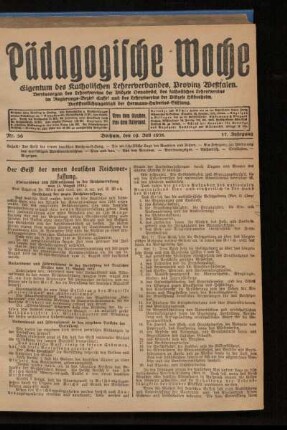 ¬Der¬ Geist der neuen deutschen Reichsverfassung : (Unitarismus und Förderalismus in der Reichsverfassung vom 11. Augsut 1919)