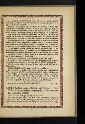 Russischer Rückzug zwischen Weichsel und Bistritza. - Der Mißerfolg des italienischen Isonzoangriffs. - Bombardement der italienischen Ostküste.