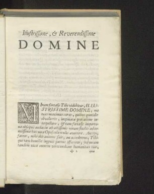 Illustrissime, & Reverendissime Domine