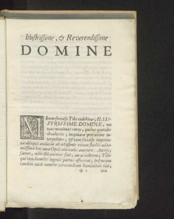 Illustrissime, & Reverendissime Domine