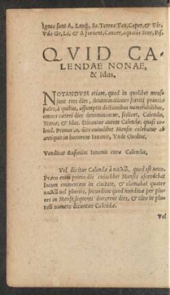 Quid Calendae Nonae, & Idus.