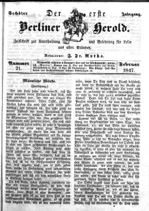 Nummer 21, Februar 1847