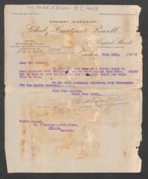 Brief an Ferruccio Busoni : 16.02.1909