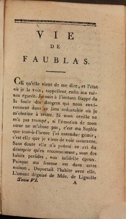 Vie Du Chevalier De Faublas, 6
