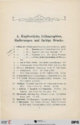 A. Kupferstiche, Lithographien, Radierungen und farbige Drucke (Nr. 1-439)