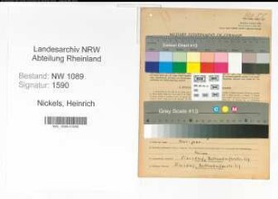 Entnazifizierung Heinrich Nickels , geb. 07.05.1904 (Unterbrandmeister)