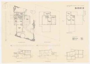 Siedlung Kassel-Wolfsanger: (Blatt 5), Einzelhaus: Grundrisse, Ansichten, Schnitt 1:100