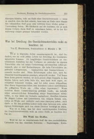 Was bei Erteilung des Geschichtsunterrichts recht zu beachten ist