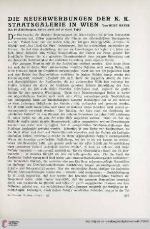 4: Die Neuerwerbungen der K. K. Staatsgalerie in Wien