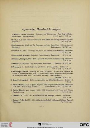 Aquarelle, Handzeichnungen (Nr. 1-26)