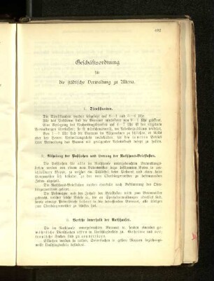 Geschäftsordnung für die städtische Verwaltung zu Altona.