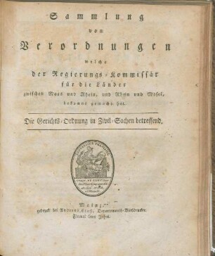 : Die Gerichts-Ordnung in Zivil-Sachen betreffend