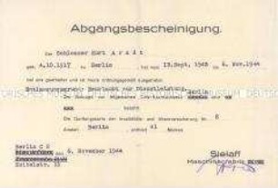 Bescheinigung über die Beurlaubung von der regulären Arbeit zwecks Abstellung zum Arbeitsdienst - Personenkonvolut