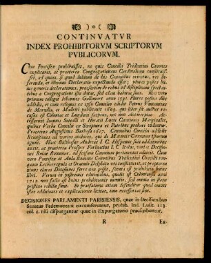 Continuatur Index Prohibitorum Scriptorum Publicorum
