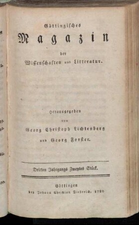 Dritten Jahrgangs Zwentes Stück.
