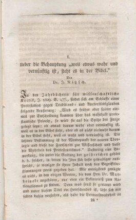 357-366 Ueber die Behauptung "weil etwas wahr und vernünftig ist, steht es in der Bibel"