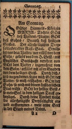 Marianische Wochen, Ein seeliges End zuerlangen : In unteschiedliche Schutz-Gebettlein, auff ein jedwederen Tag abgetheilet
