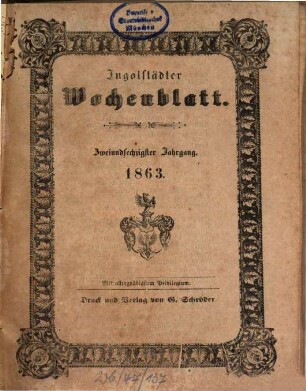 Ingolstädter Wochen-Blatt. 62. 1863
